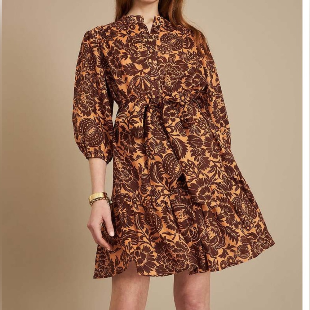 Christy Lynn Rianne Dress‎ Floral Print Linen Size Medium